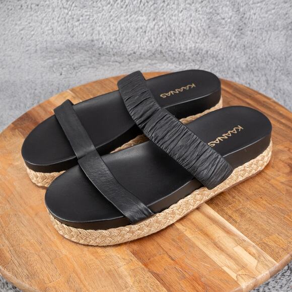 Kaanas Selangor Ruched Platform Pool Slides Size 7 Black - Picture 3 of 5